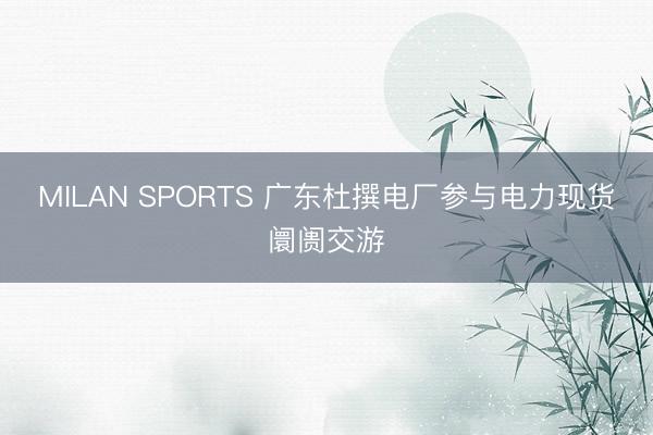 MILAN SPORTS 广东杜撰电厂参与电力现货阛阓交游